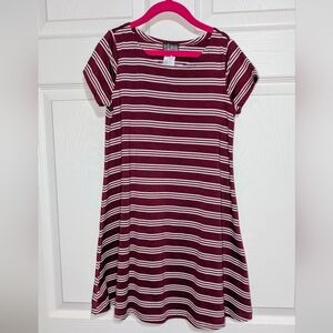 "pink & violet" Striped Maroon & White Kids Dress -Sz 7/8